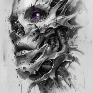 fusion-tattoo – tattoo design ideas free ai generated – neotraditional-classic-motifs – for-lower-leg – Gallery: biomechanics-inkby-ai