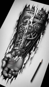 fusion-tattoo – tattoo design ideas free ai generated – neotraditional-dynamic-color – for-collarbone – Gallery: biomechanics-inkby-ai