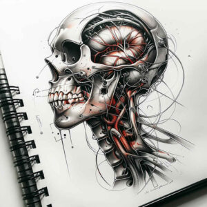 fusion-tattoo – tattoo design ideas free ai generated – surrealism-fantastical – for-thigh – Gallery: biomechanics-inkby-ai