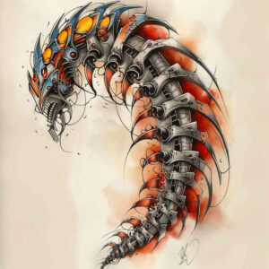 futuristic-tattoo – tattoo design ideas free ai generated – neotraditional-enhanced-shading – for-fingers – Gallery: biomechanics-inkby-ai