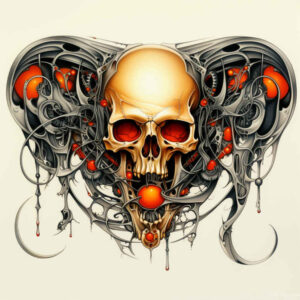 futuristic-tattoo – tattoo design ideas free ai generated – surrealism-phantasmagoric – for-back-of-neck – Gallery: biomechanics-inkby-ai