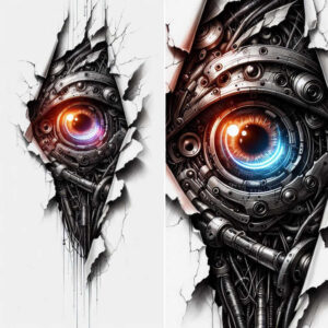 hydraulic-tattoo – tattoo design ideas free ai generated – neotraditional-subtle-highlights – for-back-shoulder – Gallery: biomechanics-inkby-ai