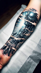 hydraulic-tattoo – tattoo design ideas free ai generated – realism-hyper-detail – for-shoulder – Gallery: biomechanics-inkby-ai
