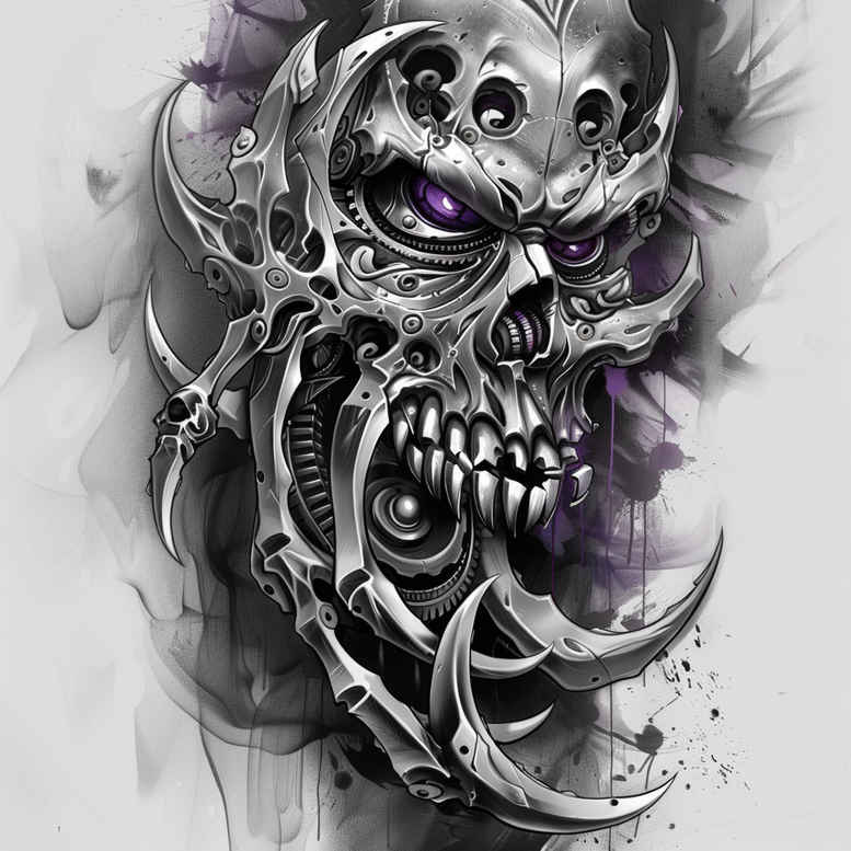 hydraulic-tattoo – tattoo design ideas free ai generated – realism-surface-complexity – for-back-shoulder – Gallery: biomechanics-inkby-ai