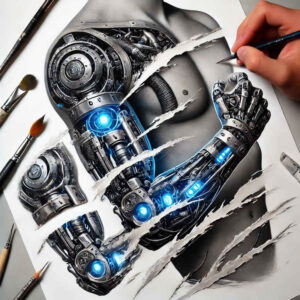 industrial-tattoo – tattoo design ideas free ai generated – neotraditional-decorative-flourishes – for-back – Gallery: biomechanics-inkby-ai