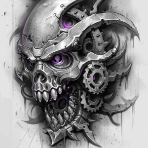 industrial-tattoo – tattoo design ideas free ai generated – realism-crisp-detail – for-toe – Gallery: biomechanics-inkby-ai