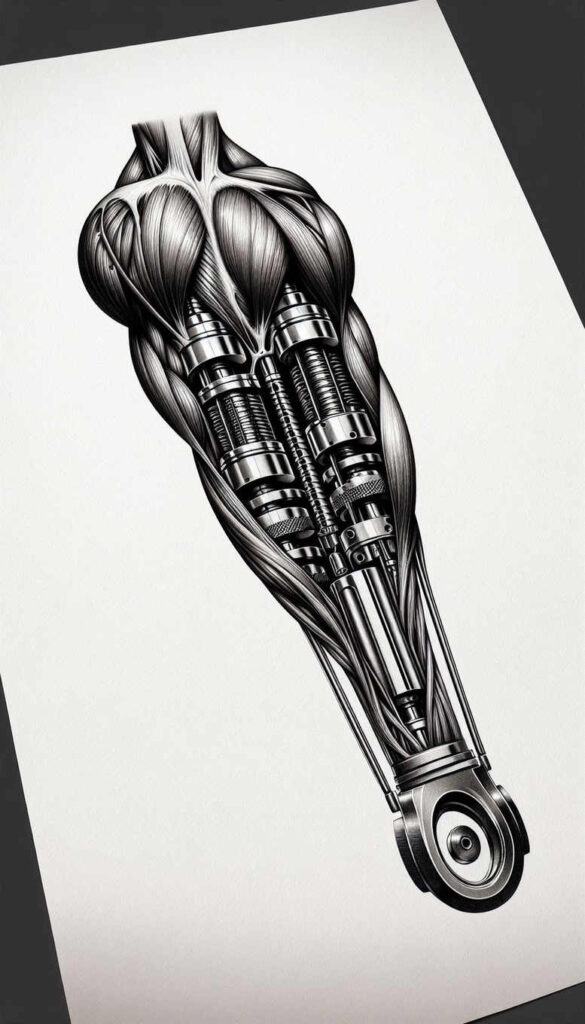 industrial-tattoo – tattoo design ideas free ai generated – realism-real-shadows – for-back-shoulder – Gallery: biomechanics-inkby-ai