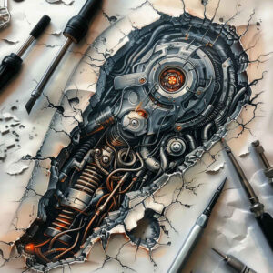 industrial-tattoo – tattoo design ideas free ai generated – surrealism-abstract-forms – for-toe – Gallery: biomechanics-inkby-ai