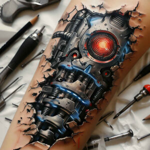 industrial-tattoo – tattoo design ideas free ai generated – surrealism-mysterious – for-triceps – Gallery: biomechanics-inkby-ai