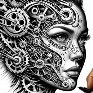 mechanical-arm-tattoo – tattoo design ideas free ai generated – realism-true-skin – for-lower-chest – Gallery: biomechanics-inkby-ai