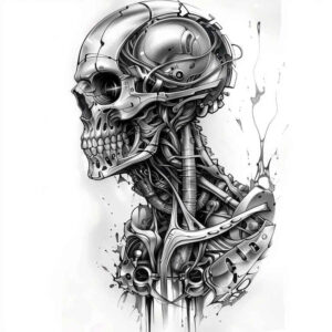 mechanical-arm-tattoo – tattoo design ideas free ai generated – surrealism-disorienting – for-spine – Gallery: biomechanics-inkby-ai