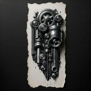 mechanical-design – tattoo design ideas free ai generated – surrealism-translucent-layers – for-upper-chest – Gallery: biomechanics-inkby-ai