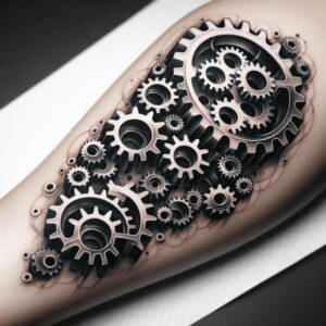 mechanical-joints-tattoo – tattoo design ideas free ai generated – neotraditional-balanced-tones – for-arm – Gallery: biomechanics-inkby-ai