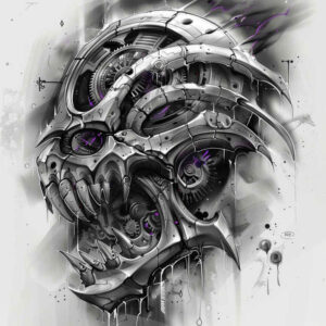 mechanical-joints-tattoo – tattoo design ideas free ai generated – neotraditional-bold-texture – for-calf – Gallery: biomechanics-inkby-ai
