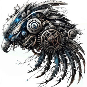 mechanical-joints-tattoo – tattoo design ideas free ai generated – neotraditional-enhanced-shading – for-elbow – Gallery: biomechanics-inkby-ai
