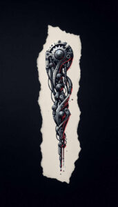 mechanical-joints-tattoo – tattoo design ideas free ai generated – neotraditional-subtle-tone – for-heel – Gallery: biomechanics-inkby-ai