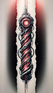 mechanical-realism-tattoo – tattoo design ideas free ai generated – realism-contrast-play – for-lower-back – Gallery: biomechanics-inkby-ai
