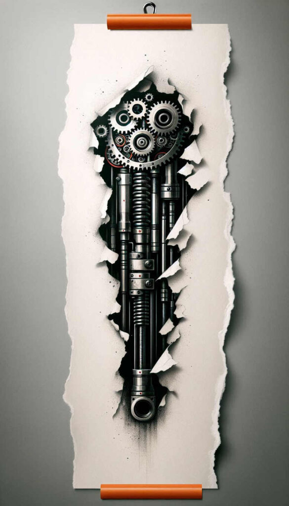 mechanical-structure-tattoo – tattoo design ideas free ai generated – neotraditional-artful-color – for-upper-chest – Gallery: biomechanics-inkby-ai