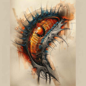 mechanical-structure-tattoo – tattoo design ideas free ai generated – neotraditional-sharp-contrast – for-biceps – Gallery: biomechanics-inkby-ai