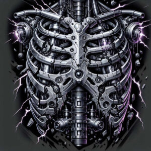 mechanical-structure-tattoo – tattoo design ideas free ai generated – realism-blended-gradients – for-full-back – Gallery: biomechanics-inkby-ai