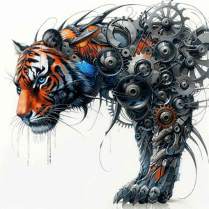 mechanical-tattoo – tattoo design ideas free ai generated – neotraditional-subtle-tone – for-ankle – Gallery: biomechanics-inkby-ai