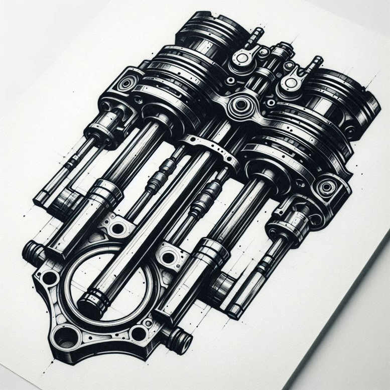 mechanical-tattoo – tattoo design ideas free ai generated – realism-smooth-gradients – for-ribs – Gallery: biomechanics-inkby-ai