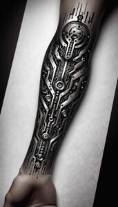 mechanical-tattoo – tattoo design ideas free ai generated – surrealism-ethereal-glow – for-chest – Gallery: biomechanics-inkby-ai