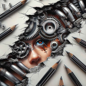 mechanical-tissue-tattoo – tattoo design ideas free ai generated – neotraditional-artistic-contrast – for-spine – Gallery: biomechanics-inkby-ai