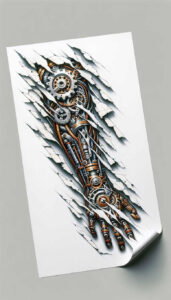 mechanical-tissue-tattoo – tattoo design ideas free ai generated – neotraditional-enhanced-shading – for-stomach – Gallery: biomechanics-inkby-ai