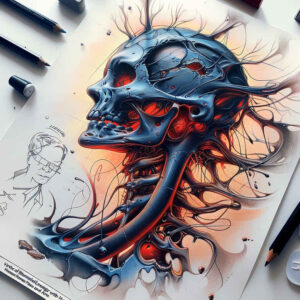 mechanical-tissue-tattoo – tattoo design ideas free ai generated – realism-organic-structure – for-upper-shoulder – Gallery: biomechanics-inkby-ai