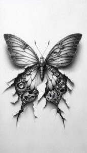 mechanical-tissue-tattoo – tattoo design ideas free ai generated – surrealism-displaced-objects – for-wrist – Gallery: biomechanics-inkby-ai