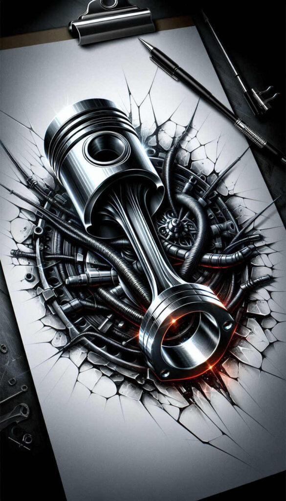 mechanical-tissue-tattoo – tattoo design ideas free ai generated – surrealism-esoteric-symbolism – for-upper-thigh – Gallery: biomechanics-inkby-ai