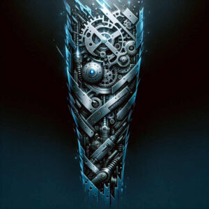 metal-skin-tattoo – tattoo design ideas free ai generated – neotraditional-modern-classic – for-thigh – Gallery: biomechanics-inkby-ai