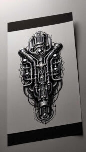 metal-structure-tattoo – tattoo design ideas free ai generated – neotraditional-artful-color – for-neck – Gallery: biomechanics-inkby-ai