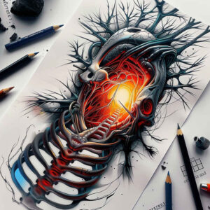 metal-structure-tattoo – tattoo design ideas free ai generated – neotraditional-classic-motifs – for-foot – Gallery: biomechanics-inkby-ai