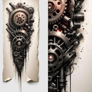metal-structure-tattoo – tattoo design ideas free ai generated – neotraditional-layered-fill – for-fingers – Gallery: biomechanics-inkby-ai