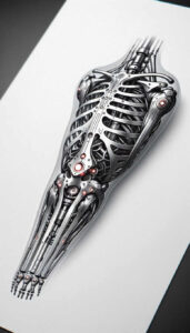 metal-structure-tattoo – tattoo design ideas free ai generated – neotraditional-refined-lines – for-side-torso – Gallery: biomechanics-inkby-ai