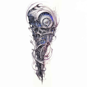 metal-structure-tattoo – tattoo design ideas free ai generated – neotraditional-solid-blacks – for-upper-arm – Gallery: biomechanics-inkby-ai