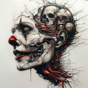 metal-structure-tattoo – tattoo design ideas free ai generated – realism-photo-realistic – for-full-back – Gallery: biomechanics-inkby-ai