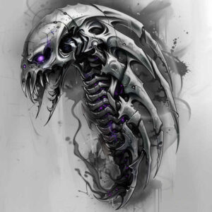 metal-structure-tattoo – tattoo design ideas free ai generated – surrealism-enigmatic-aura – for-thigh – Gallery: biomechanics-inkby-ai