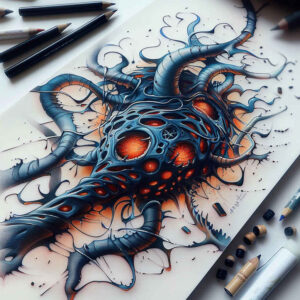 metallic-shine-tattoo – tattoo design ideas free ai generated – neotraditional-structured-design – for-elbow – Gallery: biomechanics-inkby-ai