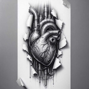 moving-part-tattoo – tattoo design ideas free ai generated – neotraditional-dynamic-color – for-temple – Gallery: biomechanics-inkby-ai