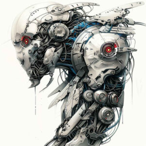 muscle-metal-tattoo – tattoo design ideas free ai generated – realism-moist-gloss – for-upper-thigh – Gallery: biomechanics-inkby-ai