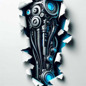 muscle-metal-tattoo – tattoo design ideas free ai generated – surrealism-impossible-forms – for-nape – Gallery: biomechanics-inkby-ai