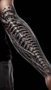 muscular-tattoo – tattoo design ideas free ai generated – realism-crisp-detail – for-toe – Gallery: biomechanics-inkby-ai