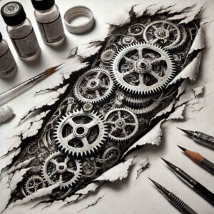 muscular-tattoo – tattoo design ideas free ai generated – surrealism-dream-motifs – for-foot – Gallery: biomechanics-inkby-ai