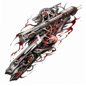 muscular-tattoo – tattoo design ideas free ai generated – surrealism-visionary – for-foot – Gallery: biomechanics-inkby-ai