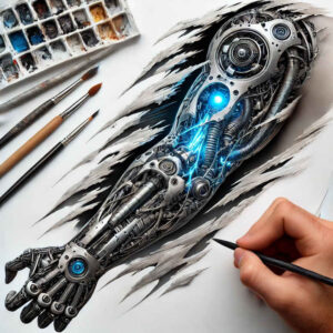 organic-artificial-tattoo – tattoo design ideas free ai generated – neotraditional-vivid-color – for-back-of-neck – Gallery: biomechanics-inkby-ai