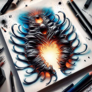 organic-artificial-tattoo – tattoo design ideas free ai generated – surrealism-esoteric – for-upper-back – Gallery: biomechanics-inkby-ai