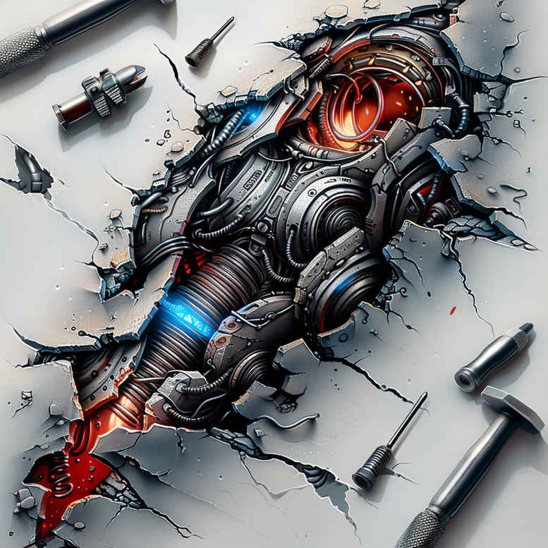 organism-machine-tattoo – tattoo design ideas free ai generated – neotraditional-clean-lines – for-toe – Gallery: biomechanics-inkby-ai